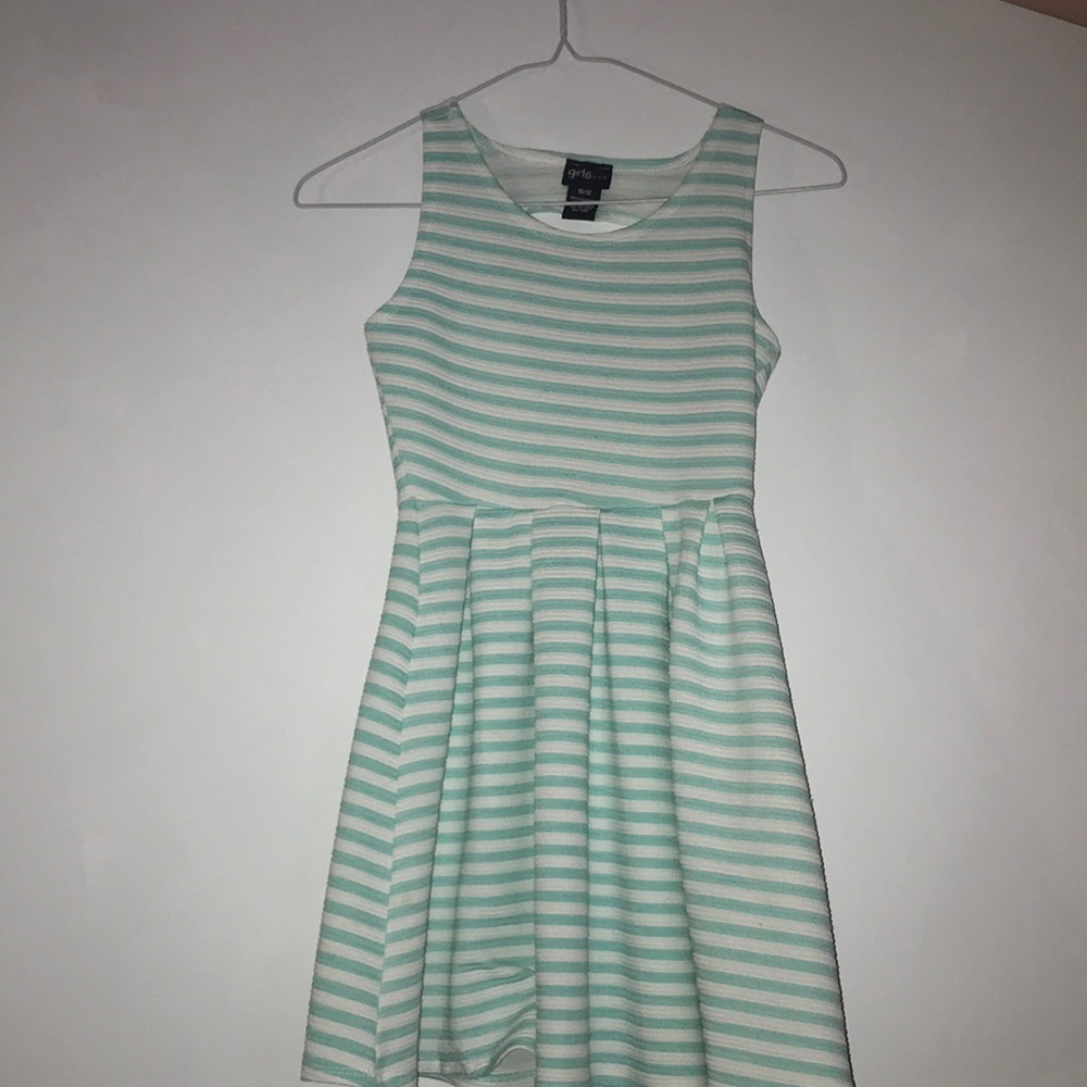 teal and white striped dress